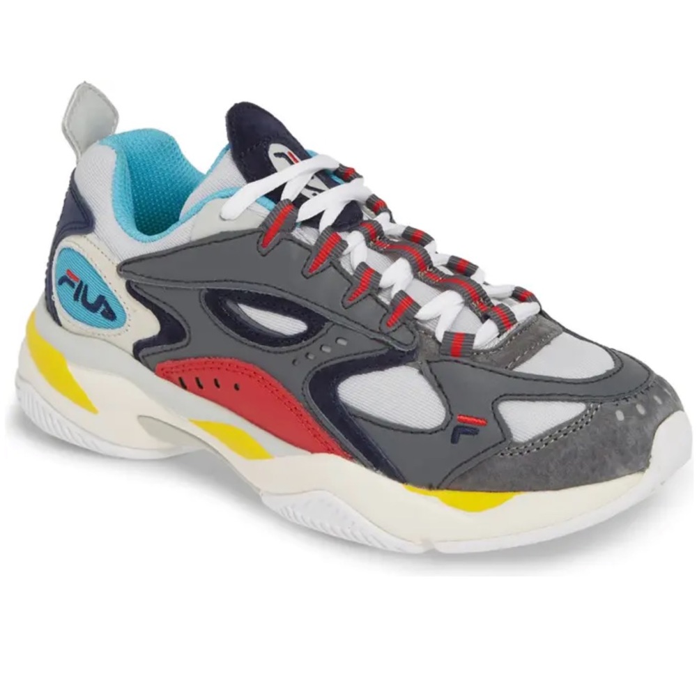 FILA Boveasorus Castlerock Blue Red Chunky Dad Sneakers Size 6.5